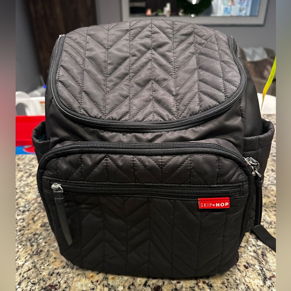 Skip Hop Quilted Diaper Bag Backpack: Forma, Multi-Function Baby Travel Bag